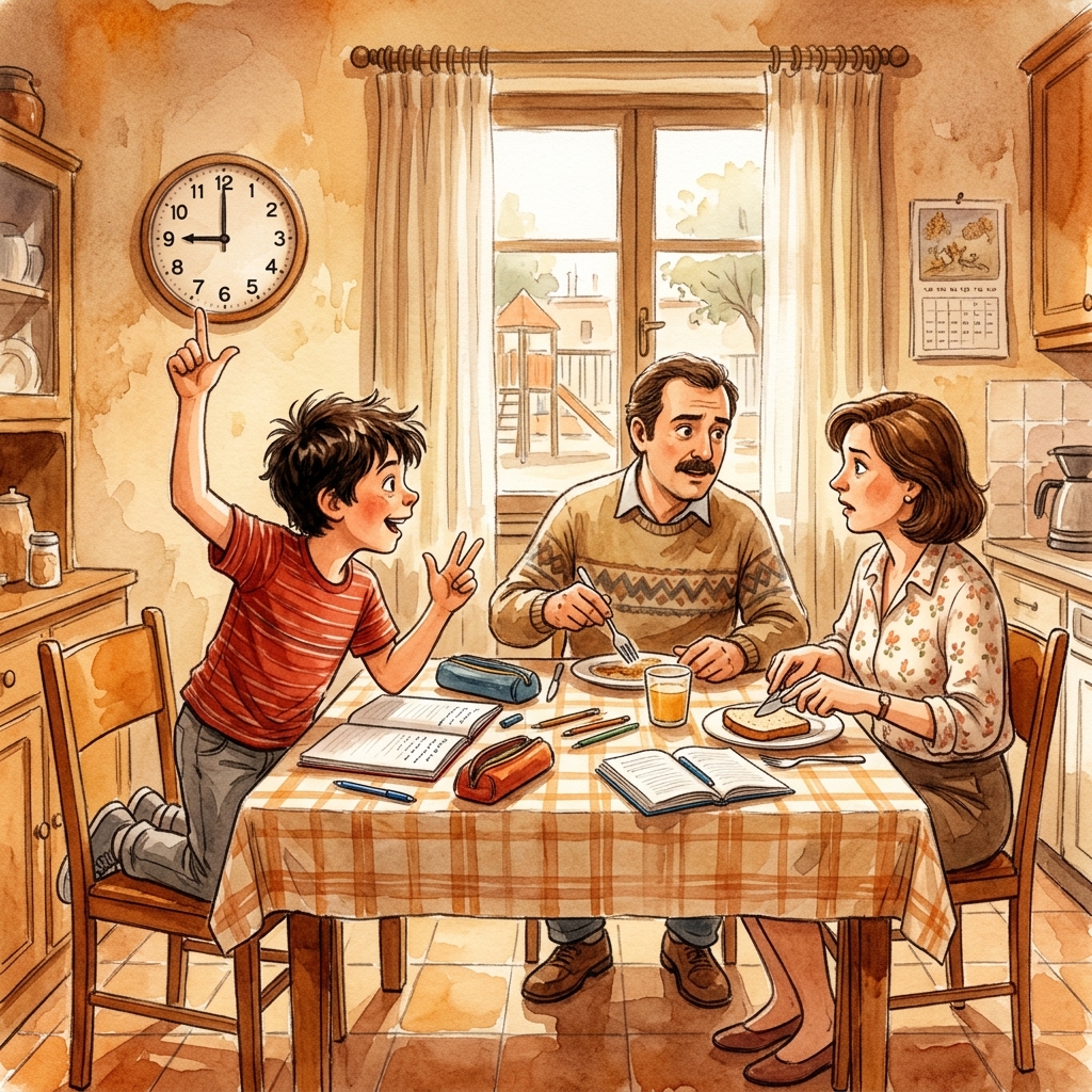 Un niño contando las horas el domingo para que llegue el lunes