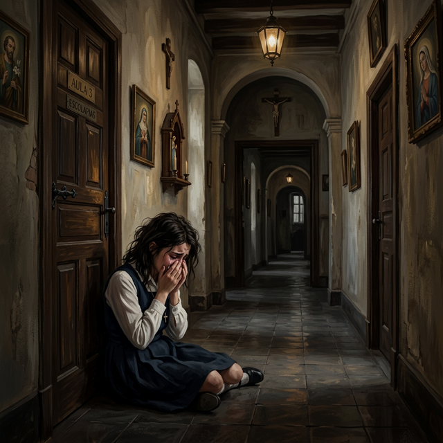 Paz llorando en el pasillo